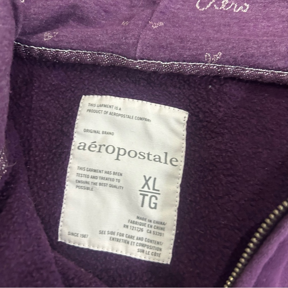 Aeropostale Purple Zip-Up Hoodie - Picture 3 of 6